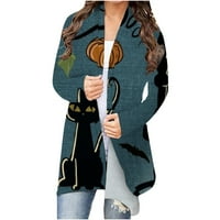 Blazer jakne za žene kišni kaputi za žene ženske dugih rukava modni casual Halloween tiskani kardigan