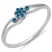 DazzlingRock kolekcija 0. Carat 18k Blue Diamond Bridal Split Shank klaster Obećaj prsten CT, bijelo