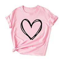 Majice za ženu za žene plus veličine, dnevna majica za valentine Love Heart Print majica Top majica