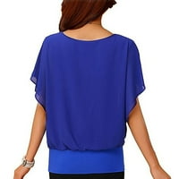 Poslovne košulje za žene Batwing rukav CREW izrez Tunike Ženske bluze plus veličina Dressy kratkih rukava