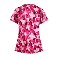 Ženski ljetni vrhovi V izrez crtani uzorak vrhovi radne majice Plain majice za žene