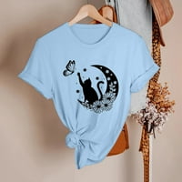 Ženska proljetna ljetna crtana mačka majica s kratkim rukavima od tiskane majice kratkih rukava