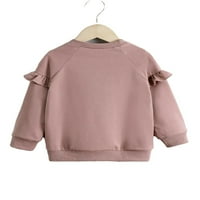 Ležerni obični puloveri za okrugli vrat dugih rukava Dusty ružičasti djevojčice dukseri