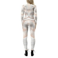 Wefuesd tajice za žene hlače za žene Žene Kostur Robot 3D Štamparija BodySuit patentni zatvarač Nazad Povratak cijelo tijelo BodySuit Dukset Žene žene M