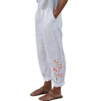 Obrežene hlače za žene uredske kapri kapri hlače sa džepovima širok nogu casual mekog hlača lagana kapris