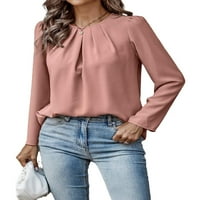 Ležerne bluze sa punim okruglim vratom, ružičaste ženske bluze