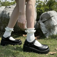 Ženske cipele Britanske cipele Mary Janes Vintage Girls Student High Heel Cosplay Cipele Ourkewer tamno