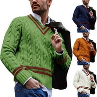 Muški zbori V izretki rebrasti pleteni fit pulover vrh