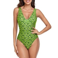 Ženski kupaći kostimi Jedno-komade za plažu za plažu Bikinis Ležerne prilike za ispis Zelena L