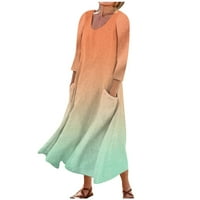 Strungten ženska casual moda udobna ispisana rukavska džepna haljina maxi haljina za žene