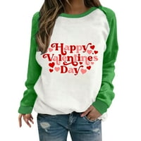 Dahich Valentines Dnevne košulje Žene Plaid Love Heart Valentines Dan Duksera Raglan vrhovi zeleni XL