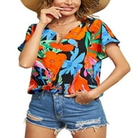 Glonme Dame cvjetni ispis labavo pulover Bohemian Dailywer majica V izrez uredskog ljetnog vrha majica