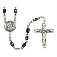St. Marina Srebrna krunica 8x crne perle Crucifi Veličina medaljine šarm