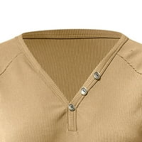 Majice za ženske majice za žene Ležerne prilike, čvrsti dugi rukav Slim Fit dvostruki bluza V-izrez