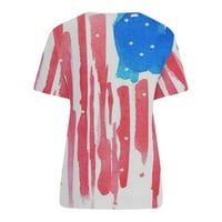 SKSLOEEG Bluze za žene Dressy Casual Plus Veličina Američka zastava Štampane majice s kratkim rukavima
