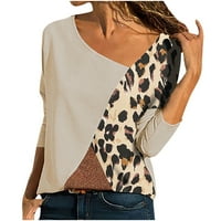 Žene Ležerne vrhove Leopard O-izrez za spajanje dugih rukava Majica Dressy Trendy Plus size Bluzes za