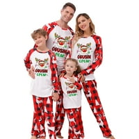 Božićne pidžame za obitelj, dugih rukava za jelena za dugih rukava Ispis Raglan vrhovi + plaćene hlače
