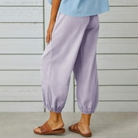 Inleife Pant za žensko odobrenje moda Žene Ljeto dugme Ležerne pamučne i posteljine džepove plus veličina