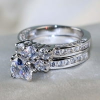 Zapadni nakit za teen Girls Silver Obeces Prsteni delikatni dizajn Set Diamond Modni prsten svjetlo Visokokvalitetni prsten polu-colon od nehrđajućeg čelika
