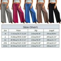 Žene labave ležerne crteže visoke strukske hlače Solidne boje ravne prorezne pantalone Ženske labave hlače Ležerne prilike