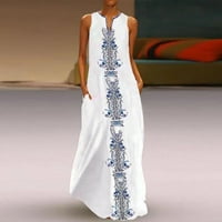 Sunvit ženske ljetne haljine -V vrat bez rukava casual cvjetni print Boho mamur haljina maxi haljina,