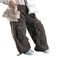 Tsseiatte Žene labave teretne hlače Ležerne prilike pune boje ravne noge joggers pantalone s više džepova