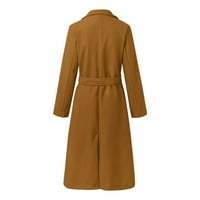 Ušteda čišćenja Ženska zimska vunena kaput elegantan reverski kaput od pune boje dugačak jaknu Radni