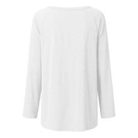 BDFZL Žene vrhovi čišćenje Žene Ležerne majica Labavi dugi rukav Tip s dugim rukavima Furna bluza White
