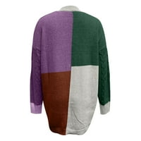 Ženski kardigan modni blok s dugim rukavima kontrast casual lagani mekani džemperski džemper Cardigan