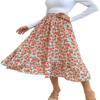 Nokiwiqis ženske suknje srednje dužine, cvjetni tisak visokog struka A-line suknje