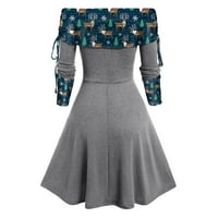 Ljetne haljine za prodaju za žene za žene s dugim rukavima za patchwork haljina jedno rame OFF midi
