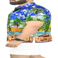 Dugme za plažu za muške plaže uvala niz havajske majice l plava, vodozemne surfanje
