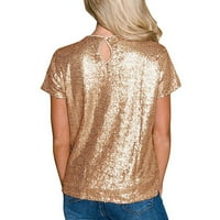 Wofedyo košulje za žene Žene casual majica kratkih rukava o vratu Party Sequin Tunic Elegantne vrhove