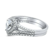 Sterling Silver Halo vjenčani zaručni prsten kruška CUR CUBIC ZIRCONIJA CZ Split Shanken prsten za žene, rodijumske veličine 5,5