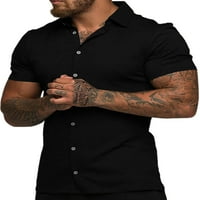 Grianlook muške ljetne košulje rever vrat majica Dugme Downs Prozračivanja kratkih rukava Muškarci Comfy