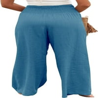 Posteljine hlače za žene visoke strukske hlače za noge Ljetne casual obične baggy teretne pantalone