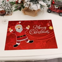 Anvazise Christmas Placemat Slatka Santa Claus Snowman Elk Božićno drvce Ispise Stolni ukras Reble Božićno