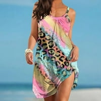 Ballsfhk Ženska modna casual labavi ispis Suspender Beach sandress labave haljine bez rukava opruge