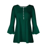 Ženski bluzes rukav plus bluza veličine čvrste ženske komisije Henley ljetni vrhovi zeleni xxxl