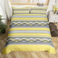 Striped Duvet Cover Queen, Set za posteljinu za patchwork za kabinu, geometrijski kompforter poklopac