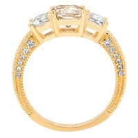 3,61ct smaragdni rez braon šampanjac simulirani dijamant 18k žuti zlatni graviranje izveštaja godišnjica Angažovanje vjenčanog kamenog prstena veličine 5