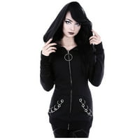 LoyisVidion kaput žene plus veličine labavog gotičkog punk dugih rukava s kapuljačom s kapuljačom crni