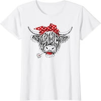 Škotska gorska krava stoka dlakava krava cvijeća žena majica