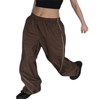 Vintage ženske casual baggy teretne hlače kontrastna linija elastična visoka struka labave dukseve Y2K