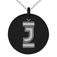 Slovo od nehrđajućeg čelika J inicijalni imporijski monogram ugraviran mali medaljon krug šarm privjesak