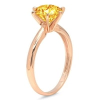 0. CT sjajan okrugli rez Clenilirani dijamant 18K ružičasto zlato pasijans prsten sz 5.75