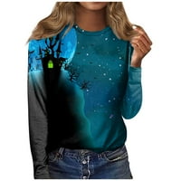 Noć vještica Kostimi stabilna odjeća Ženska casual moda Print Dugi rukav O-izrez Revel Udobni pulover