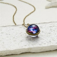 Jiaroswwei Women Svjetlosni dvostrani univerzum Privjesak retro lančana ogrlica nakit poklon