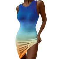 Ženska ljetna haljina A-line haljine Ljetni seksi print tanki okrugli vrat bez rukava bez rukava Bodycon