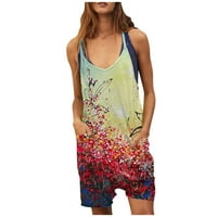 Ženske kombinezone Ljeto Ležerne prilike V izrez Suspender džepne kratke hlače cvjetni list Ispis skakači
